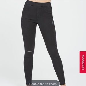 Spanx Vintage Black Distressed Ankle Skinny Jeans